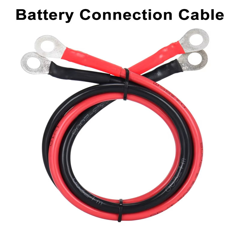 Battery Inverter Cable Set with Terminals 8/6AWG Stranded Copper Cord Solar Power Connection Wire with Lug